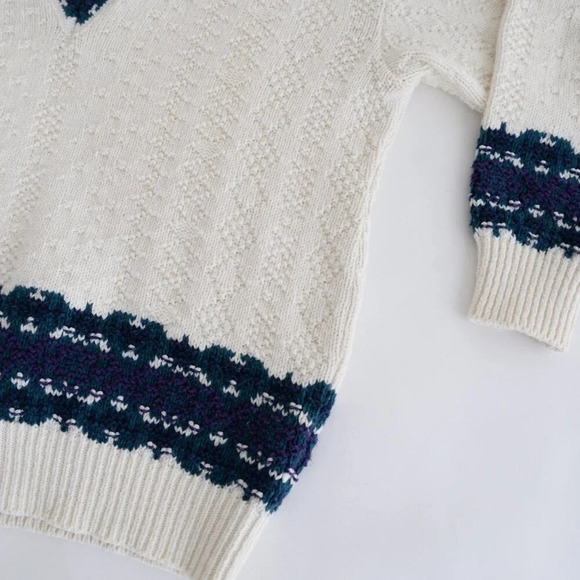 Vintage Northern Reflections Cream Chunky Knit Pullover Sweater Collegiate  S - Picture 6 of 10